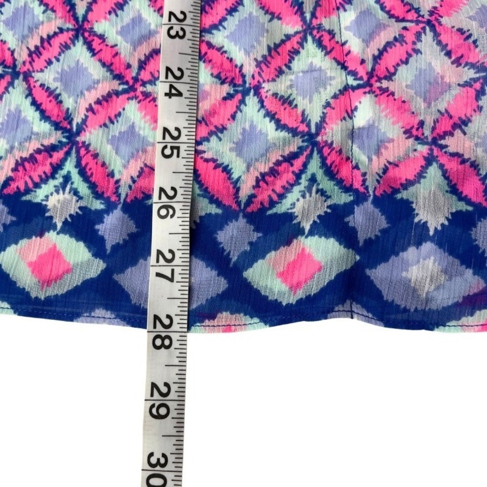 Lilly Pulitzer Fringe Kaftan Tunic Top XS Blue Pink Tropical Print Beach Boho - Picture 12 of 12